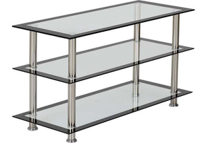 Seconique Harlequin Clear Glass/Black Border/Silver TV Unit (5747292930214)