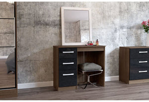 Birlea Lynx Black Grey Walnut & Black White White & Grey 3 Drawer Dressing Table (5600673530022)