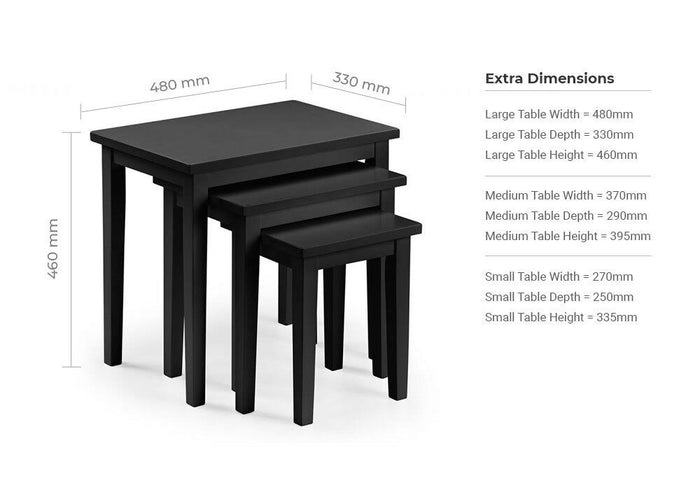 Julian Bowen Cleo Black Nest of Tables