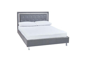 LPD Furniture Crystalle Black & Grey Faux Leather Bed Single Double King Size (6164060537006)