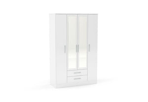 Birlea Lynx High Gloss 4 Door 2 Drawer with Mirror Wardrobe (5600549666982)