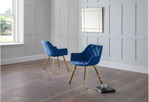 Julian Bowen Lorenzo Grey & Blue Velvet Cantilever Dining Chair (7582899175598)