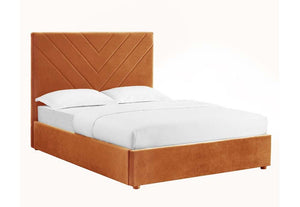 LPD Islington Blue Green & Orange Upholstered Fabric Bed Double King Size (6164079673518)