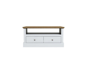 LPD Devon Oak/White, Oak/Charcoal & Oak 2 Drawer Coffee Table (6169198395566)