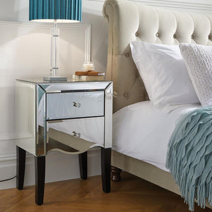 Birlea Palermo Mirrored Glass 2 Drawer Bedside Table/ Nightstand/Bedside Cabinet (5595959034022)