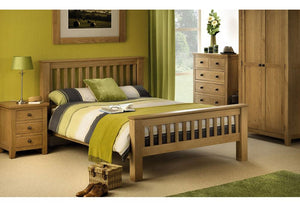 Julian Bowen Amsterdam Oak High Foot End Wooden Bed 4FT6 Double 5FT King 6FT (5799890190502)