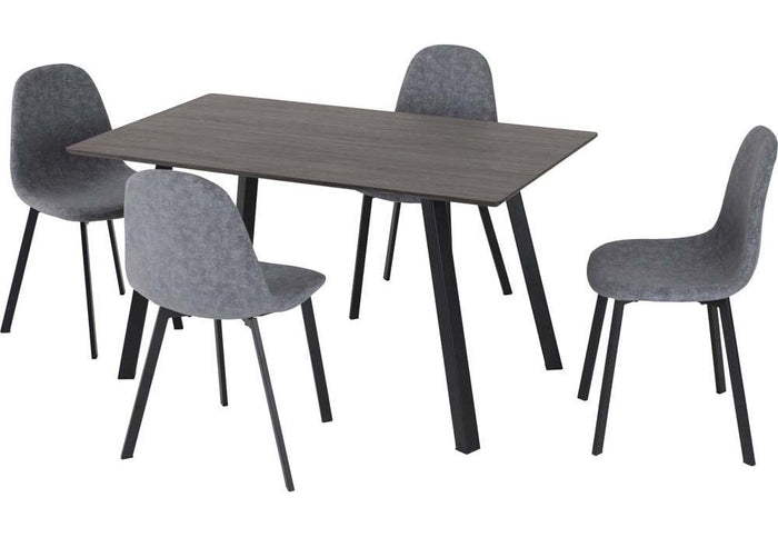 Seconique Berlin Black Wood Grain/Black/Dark Grey Fabric Dining Set