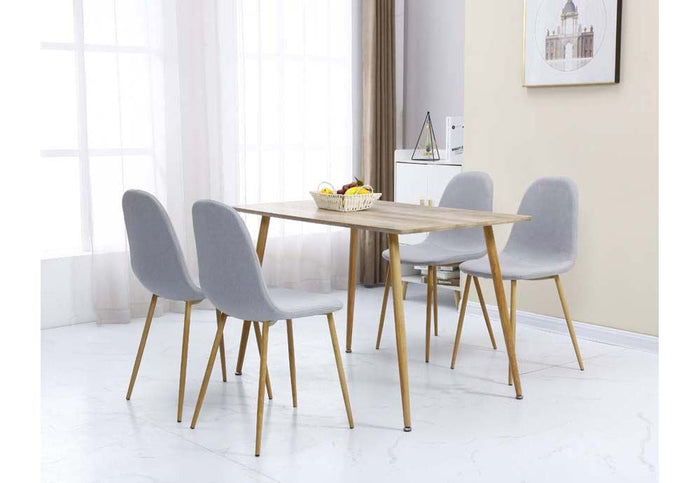 Seconique Barley Oak Effect Rectangular Table with 4 Grey Fabric Chairs Set