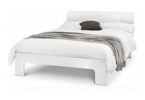 Julian Bowen Manhattan White High Gloss Wooden Bed 4FT6 Double 5FT King Size (5641732325542)