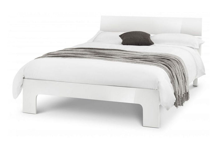 Julian Bowen Manhattan White High Gloss Wooden Bed 4FT6 Double 5FT King Size