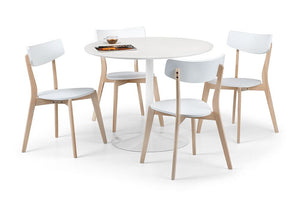 Julian Bowen Blanco Oak & White and Pure White Round Pedestal Table (6570241458350)