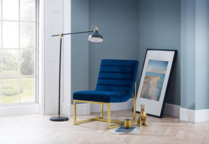 Julian Bowen Bellagio Blue Velvet with Gold Frame Upholstered Accent Chair (5801715237030)