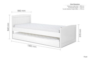 Birlea Beckton Grey White Wooden Bed w/Pull Out Trundle & Comfort Care Mattress (5626855915686)