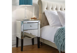 Birlea Palermo Mirrored Glass 2 Drawer Bedside Table/ Nightstand/Bedside Cabinet (5595959034022)