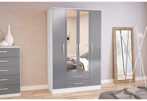 OSD Lynx High Gloss White and Grey Wardrobe (7582013030574)