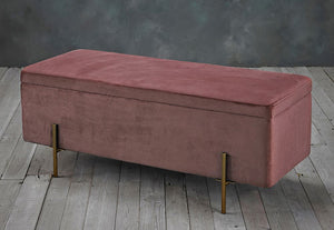 LPD Lola Grey Mustard Pink & Teal Velvet Storage Ottoman Bench (6169626902702)