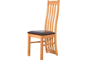 Seconique Ainsley Oak Veneer and Brown Faux High Back Dining Chairs (5775971975334)