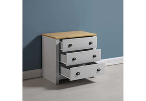 Seconique Ludlow Grey with Oak Lacquer 3 Drawer Chest (5747471581350)