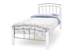 Serene Tetras White Beech & Black White Beech &Silver Metal Bed 3FT 4FT 4FT6 5FT (7016931393710)