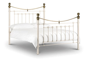 Julian Bowen Victoria Stone White Satin Black Metal Bed 4FT6 Double 5FT King (5740034916518)