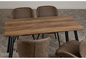 Seconique Quebec Straight Edge Medium Oak /Black/Brown Faux Leather Dining Set (5719773184166)