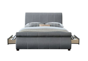 Birlea Lancaster Grey 2 Drawer Upholstered Fabric Bed 4FT6 Double and 5FT King (5597387161766)