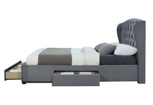 Birlea Hope Grey Velvet 4 Drawer Upholstered Fabric Bed 4FT6 Double and 5FT King (5597387194534)