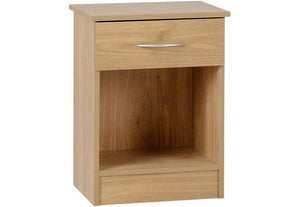 Seconique Bellingham Oak Veneer 1 Drw Bedside Table/Nightstand/Bedside Cabinet (5733979160742)