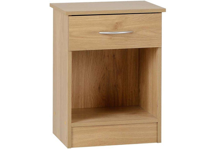Seconique Bellingham Oak Veneer 1 Drw Bedside Table/Nightstand/Bedside Cabinet