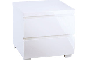 LPD Puro High Gloss White Charcoal Cream Stone 2 Drw Nightstand/Bedside Cabinet (6167892000942)