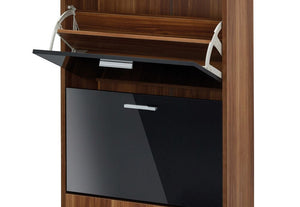 LPD Strand Black, White & Grey High Gloss and Walnut 2 Drawer Shoe Cabinet (6167986897070)