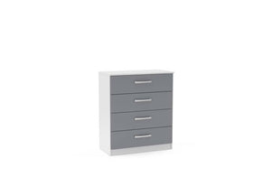 Lynx White & Grey Gloss Bedroom Furniture Wardrobe Chest Bedside by Birlea (6772089815214)