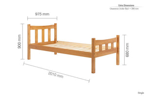 Birlea Miami Pine Wooden Bed 3FT Single, 4FT Small Double and 4FT6 Double (5597558243494)