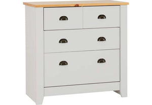 Seconique Ludlow Grey and White with Oak Lacquer 2 Plus 2 Drawer Chest (5774969733286)