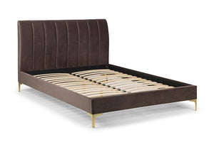 Julian Bowen Deco Grey Velvet Fabric Upholstered Bed 4FT6 Double 5FT King Size (5641578971302)
