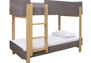 LPD Furniture Hero Grey/Oak White/Oak Wooden Bunk Bed w/ 3FT Cool Touch Mattress (6169592692910)