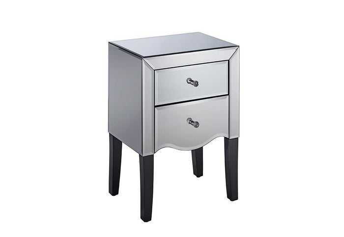 Birlea Palermo Mirrored Glass 2 Drawer Bedside Table/ Nightstand/Bedside Cabinet