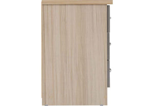 Seconique Nevada Grey, Oyster Gloss/Light Oak Effect Veneer 3 Drw Bedside Cabinet (6111774703790)