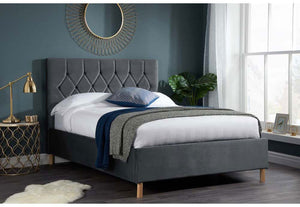 Birlea Loxley Mustard,Blue,Grey,Green Upholstered Fabric Bed 4FT Double 5FT King (5698905538726)