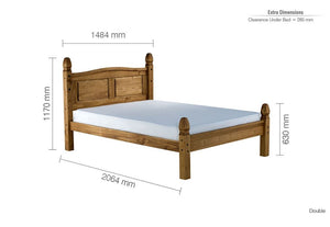 Birlea Corona Pine Low End Wooden Bed Single, Small Double, Double and King Size (5597557653670)