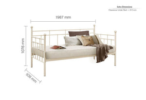 Birlea Lyon Black and Cream Metal Day Bed Frame with Comfort Care Mattress 3FT (5629804413094)