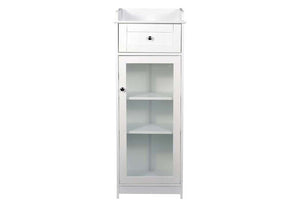 LPD Furniture Alaska White and Grey Wooden Glass Tall Storage Cabinet (6112890126510)