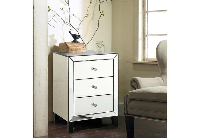 OSD Vienna Mirrored 3 Drawer Nightstand/Bedside Cabinet