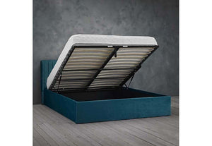 LPD Furniture Berlin Silver and Teal Metal Bed 4FT6 Double 5FT King Size (6556897509550)