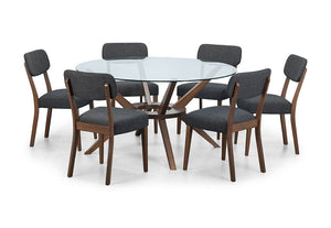 Julian Bowen Chelsea Walnut Large Round Glass Top Dining Table (5801654223014)