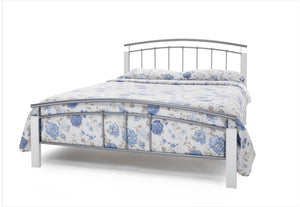 Serene Tetras White Beech & Black White Beech &Silver Metal Bed 3FT 4FT 4FT6 5FT (7016931393710)
