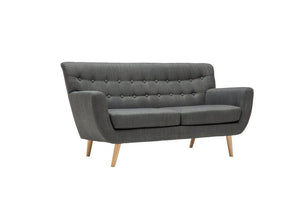 Birlea Loft Grey Buttoned Wing Back 3 Seater 2 Seater Upholstered Fabric Sofa (5600597901478)