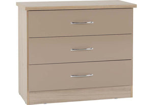 Seconique Nevada Grey, Oyster, Sonoma Oak and White 3 Drawer Chest (5774986772646)