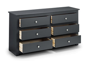 Julian Bowen Radley Surf White and Anthracite 4 Drawer 6 Drawer Wide Chests (5644525830310)