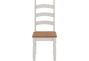 Seconique Corona Distressed Waxed Pine Grey and White Dining Chair (5780959396006)